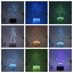 跨境专供原神胡桃周边3d小夜灯创意床头手办摆件装饰灯光画礼物
