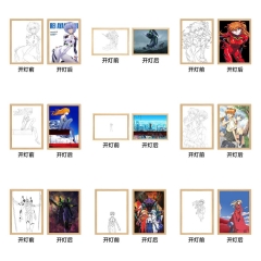 新世纪福音战士EVA灯光画动漫二次元周边素描线条发光led相框灯