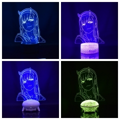 遥控16色+触控7色）跨境专供动漫零二Zero Two3D小夜灯遥控7色装饰台灯创意圣诞礼物