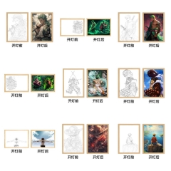ins风路飞索隆娜美罗宾汉库克罗线条灯光画海贼王艾斯周边送男生