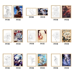 海贼王灯光画动漫路飞同款小夜灯diy装饰画艺术相框画ins氛围灯画