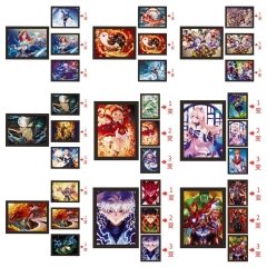 32*42cm【画芯+画框】3D动漫立体装饰挂画摆件裸眼3D立体画动漫光栅画木制相框一件代发