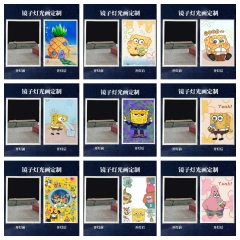 海绵宝宝派大星儿童创意镜子灯光画三色变光氛围相框画卧室摆件灯