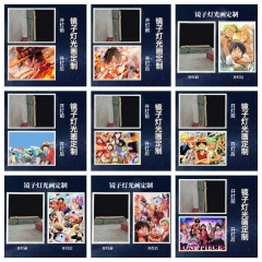 镜面充电款】海贼王路飞索隆镜子灯光画卧室小夜灯动漫发光相框床头