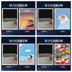 镜面充电款】镜子灯光画蜡笔小新卡通ins创意礼品相框小夜灯led二次元氛围挂画
