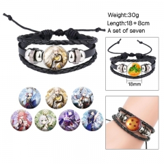 2 Styles (Replaceable Pattern) Genshin Impact Cartoon Anime Bracelet Wristband