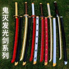 (With Light )12 Styles 104CM Demon Slayer: Kimetsu no Yaiba Katana Led Anime Wooden Sword Weapon