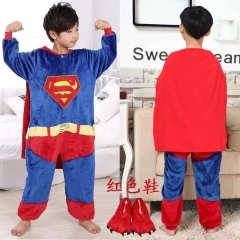 Superman Cartoon Cosplay New Kawaii Pyjamas Warm Winter Anime Flannel Pajamas