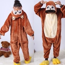 Monkey Cartoon Cosplay New Kawaii Pyjamas Warm Winter Anime Flannel Pajamas