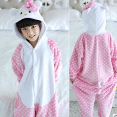 Hello Kitty Cartoon Cosplay New Kawaii Pyjamas Warm Winter Anime Flannel Pajamas