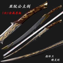 100cm 电影魔戒指环王精灵剑cos阿尔温亚纹公主金属西洋剑未开刃