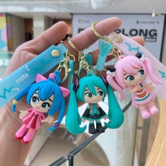 6 Styles Hatsune Miku Cartoon PVC Anime Figure Keychain
