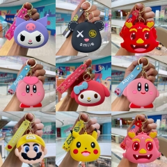 61 Styles Sanrio Gloomy Bear Kirby Crayon Shin-chan Cartoon Silica Gel Anime Coin Purse Wallet Pendant