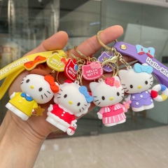 4 Styles Sanrio Hello Kitty Cartoon PVC Anime Figure Keychain