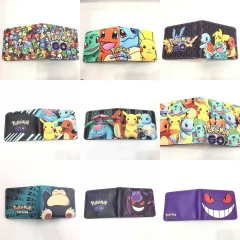 9.5x22.5cm 21 Styles Pokemon Short Folding Purse PU Anime Wallet