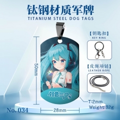 2 Styles Hatsune Miku Anime Titanium Steel Necklace/Keychain