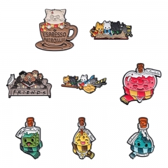 8 Styles Animal Cat Cartoon Pin Anime Alloy Brooch