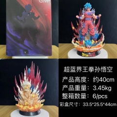 七龙珠GK超蓝 孙悟空双头雕盒装手办高45cm超蓝界王拳悟空手办