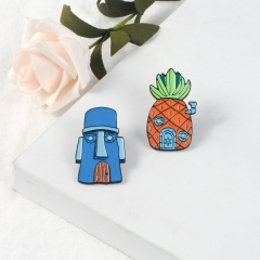 2 Styles SpongeBob SquarePants Cartoon Pin Anime Alloy Brooch