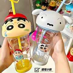 蜡笔小新同款水杯tritan女生高颜值吸管杯子女可爱ins2024新款