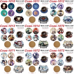 10 Styles 4PCS/SET Genshin Impact Cartoon Anime Coaster
