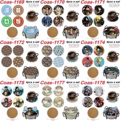 11 Styles 4PCS/SET Attack on Titan/Shingeki No Kyojin Cartoon Anime Coaster