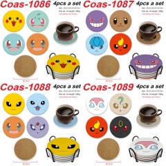 8 Styles 4PCS/SET Pokemon Cartoon Anime Coaster