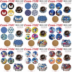 11 Styles 4PCS/SET Sonic the Hedgehog Cartoon Anime Coaster