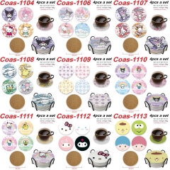 17 Styles 4PCS/SET Sanrio Cartoon Anime Coaster