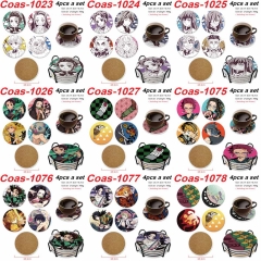 11 Styles 4PCS/SET Demon Slayer: Kimetsu no Yaiba Cartoon Anime Coaster