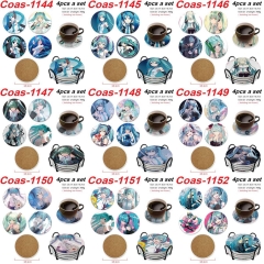 14 Styles 4PCS/SET Hatsune Miku Cartoon Anime Coaster
