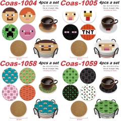 7 Styles 4PCS/SET Minecraft Cartoon Anime Coaster