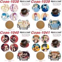 4 Styles 4PCS/SET Chainsaw Man Cartoon Anime Coaster