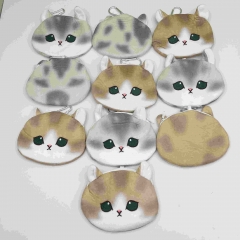 10个）12cm鲨鱼猫咪毛绒卡通零钱包耳机线收纳包包钥匙扣挂件玩偶