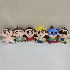 6PCS/SET 10cm Crayon Shin-chan Cartoon Anime Plush Toy Pendant