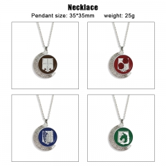 12 Styles Attack on Titan/Shingeki No Kyojin Cartoon Double-Sided Rotation Alloy Anime Necklace