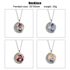 17 Styles Pretty Soldier Sailor Moon Cartoon Double-Sided Rotation Alloy Anime Necklace
