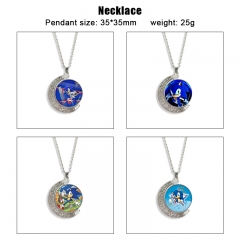 16 Styles Sonic the Hedgehog Cartoon Double-Sided Rotation Alloy Anime Necklace
