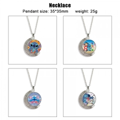 21 Styles Lilo & Stitch Cartoon Double-Sided Rotation Alloy Anime Necklace