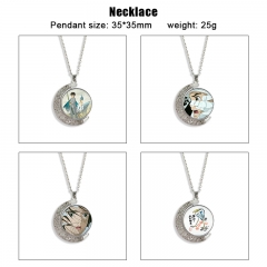 15 Styles The Boy and the Heron Cartoon Double-Sided Rotation Alloy Anime Necklace