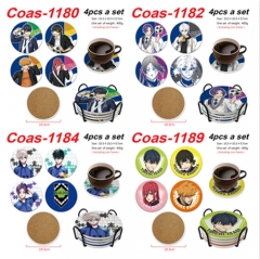 11 Styles 4PCS/SET BLUE LOCK Cartoon Anime Coaster