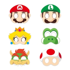 6PCS/SET Super Mario Bro Cartoon Anime Paper Mask