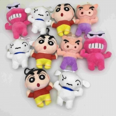 10PCS/SET 13CM Crayon Shin-chan Cartoon Anime Plush Toy Keychain