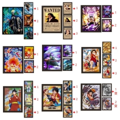 画芯+框 海贼王3d动漫立体海报光栅渐变画海贼王系列动漫海报光栅画裸眼3d