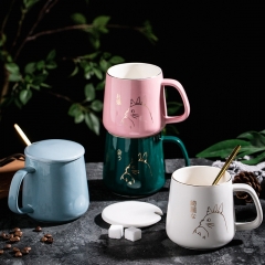 带盖杯子批发水杯送礼陶瓷杯开业咖啡杯活动商务礼品杯马克杯