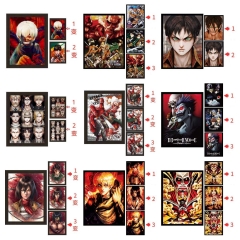 画芯+框 进击巨人 九巨人3D动漫立体画挂画海报裸眼立体光栅画源头工厂现货一件代发