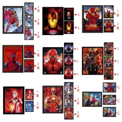 画芯+框 3d动漫立体海报光栅渐变画蜘蛛侠钢铁侠动漫海报裸眼光栅