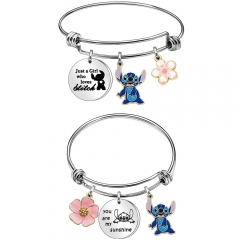 2 Styles Lilo & Stitch Cartoon Anime Alloy Bracelet