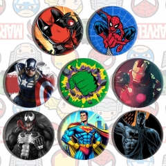 8PCS/SET 58mm 3 Styles Marvel Comics Cartoon Anime Tinplate Pin Brooch