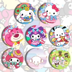 8PCS/SET 58mm 3 Styles Sanrio Cartoon Anime Tinplate Pin Brooch